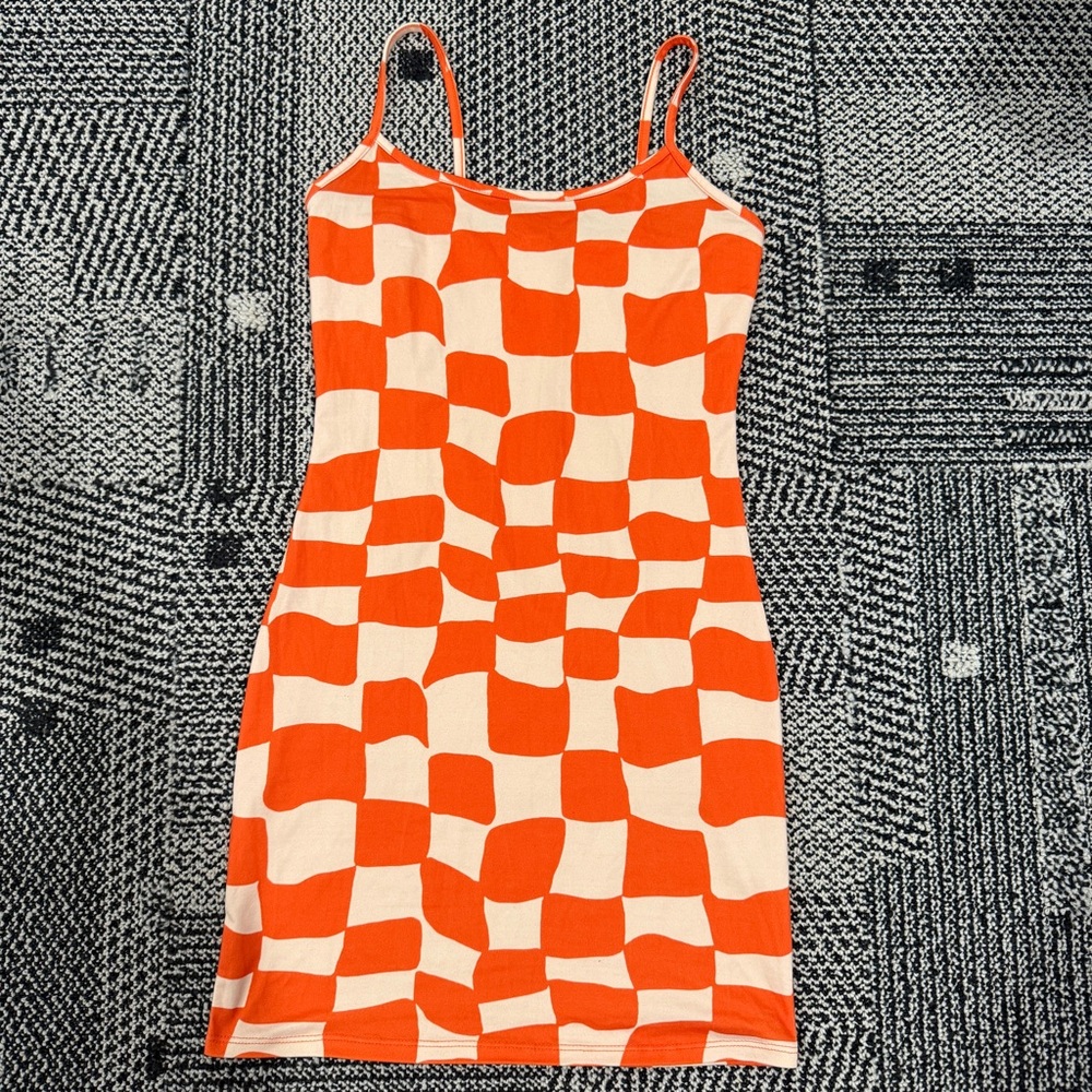 Orange and White Checkered Dress